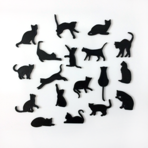 Magnetky mačičiek v 18-tich rôznych polohách vyrobené techológiou 3D tlače